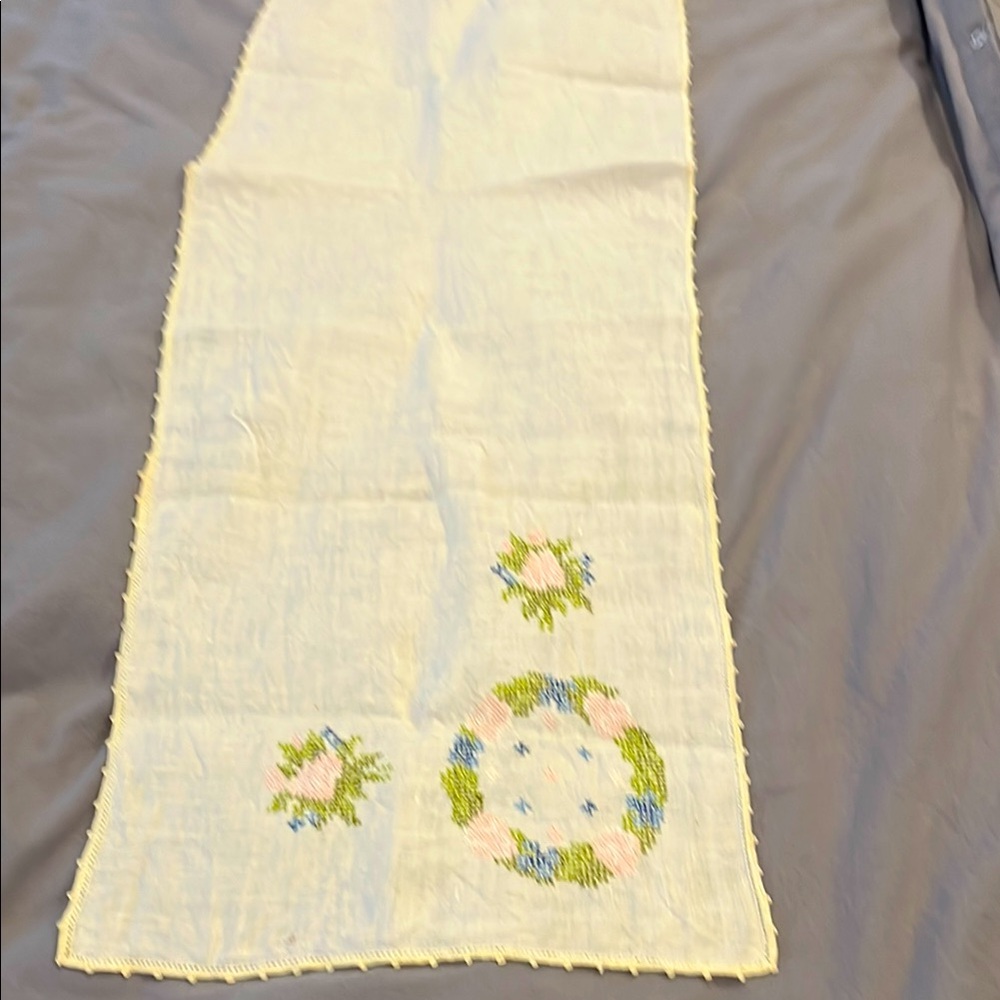 Antique Embroidered Table Runner